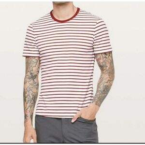 Lululemon All Yours Tee Shirt Men's Size Medium Yachtie Stripe Red White